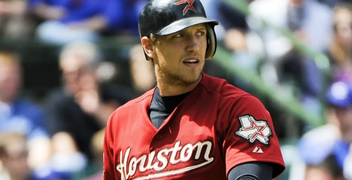 Baseball player in red Houston jersey