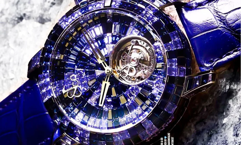 Luxurious watch with a deep blue face and strap