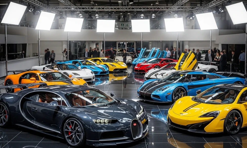 stunning showroom displays an array of luxury sports cars