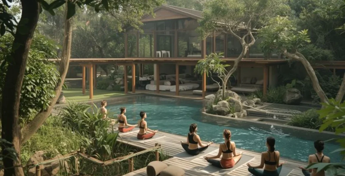 A serene group yoga session