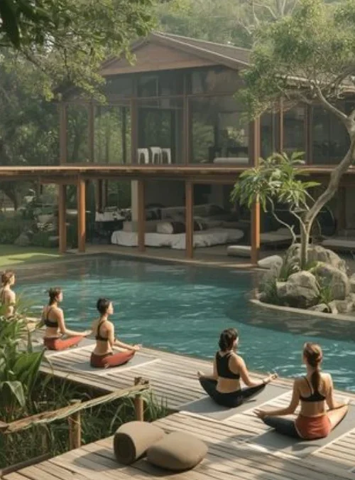 A serene group yoga session