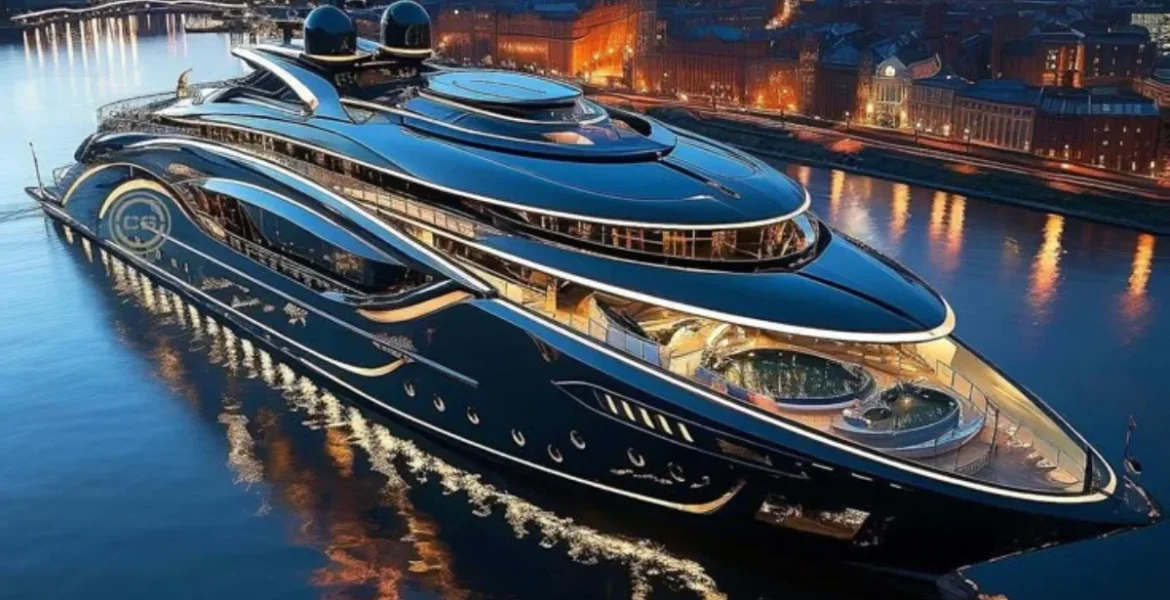 Luxurious yacht with sleek