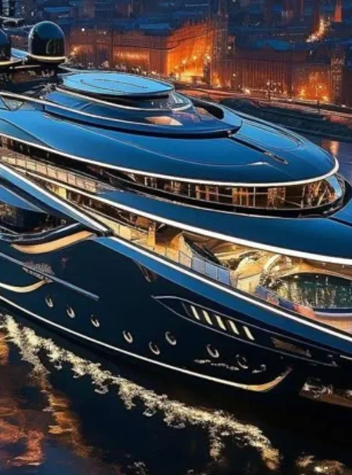 Luxurious yacht with sleek