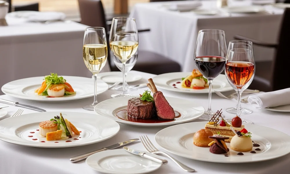 Course-by-course luxury wine pairing